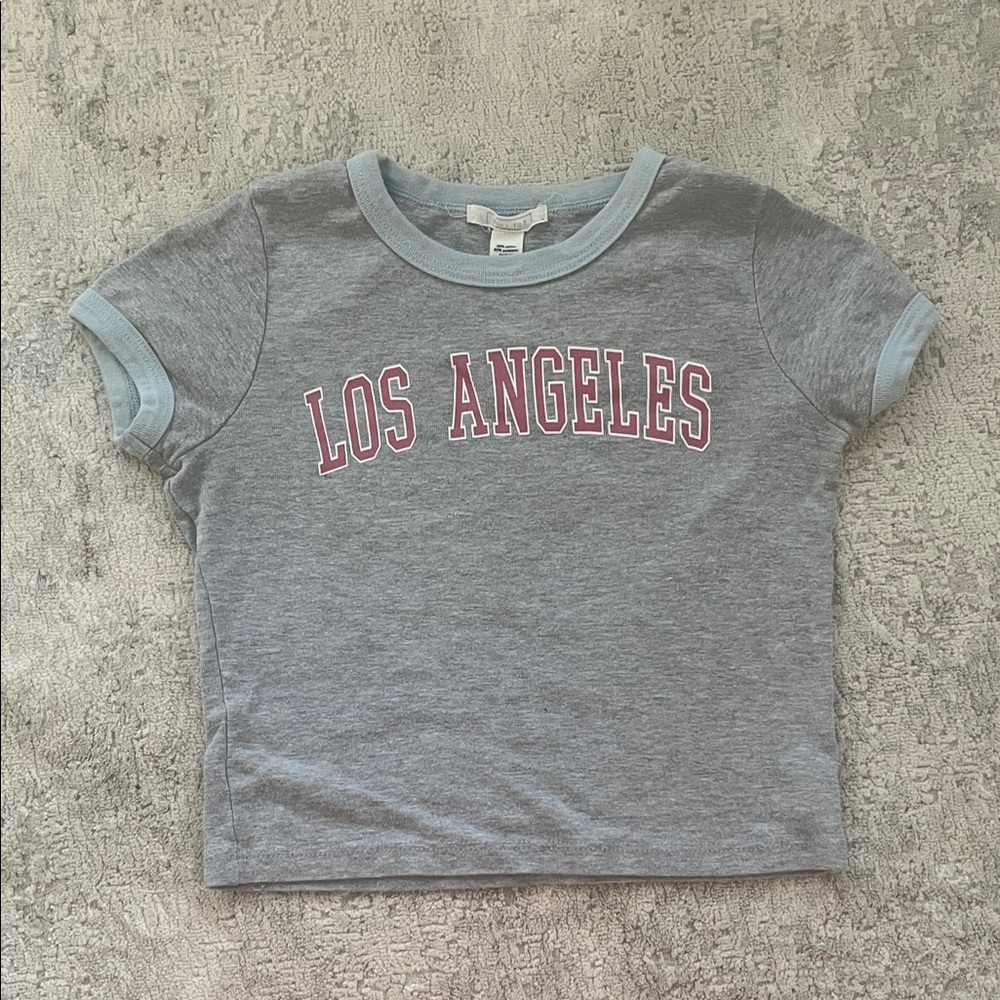 Full Tilt Gray and Blue Cropped T-Shirt